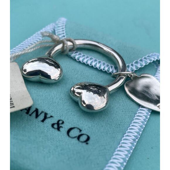 Vintage Tiffany Co. Sterling Silver Puffy Heart Ball Screwball Key Ring Keychain - Picture 11 of 16